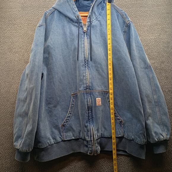 Levi Strauss Denim Hoodie Jacket Men’s Relaxed Quilted Lining Workwear - Picture 1 of 8